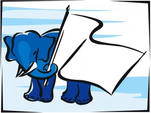republican elephant with wht. flag